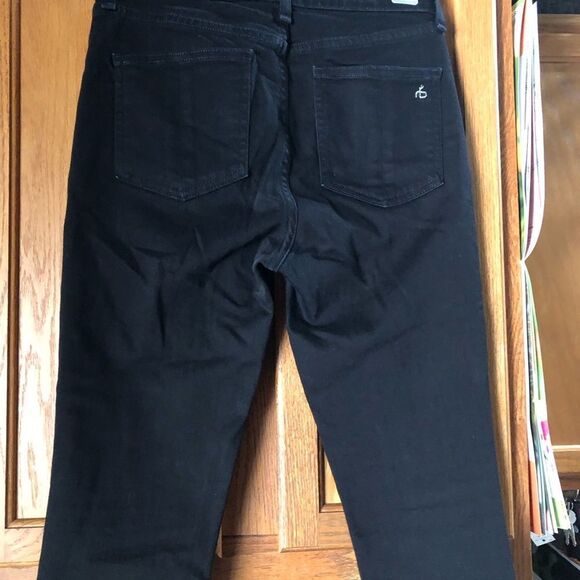 Rag & Bone 10 Inch Capri Jeans Raw Stepped Hem Black Hampton - 26 - Picture 8 of 11